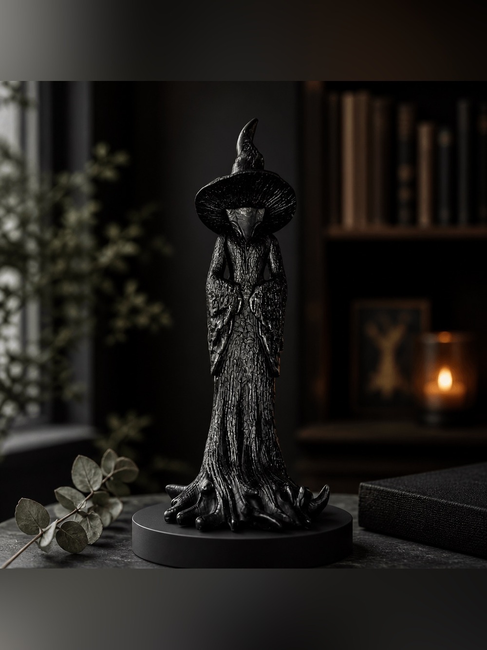 Black Witch Statue Home Art Decor